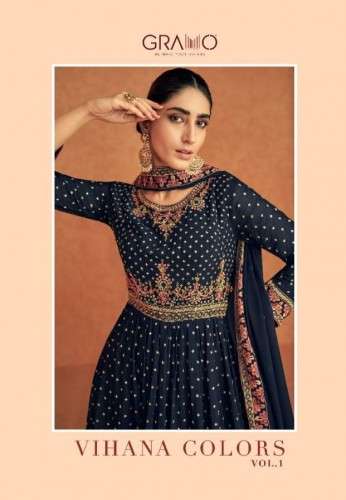 Gramo-Vihana Color-Georgette-Kurti-Sharara-Plazo-Embroidery-Dupatta-Poster